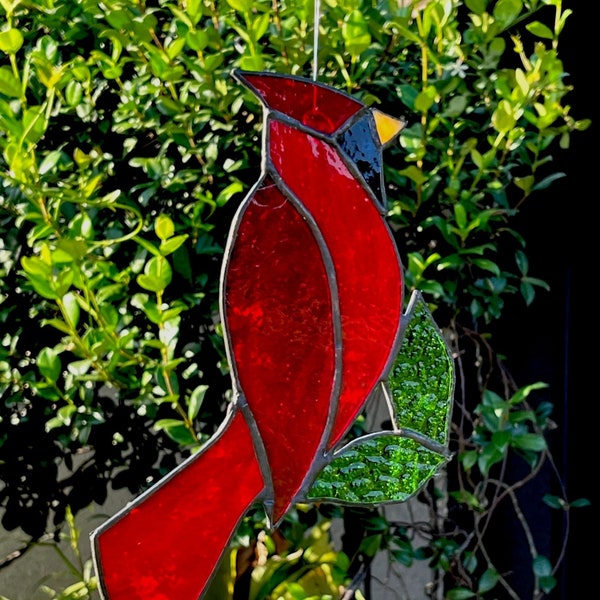 Stained glass Cardinal suncatcher