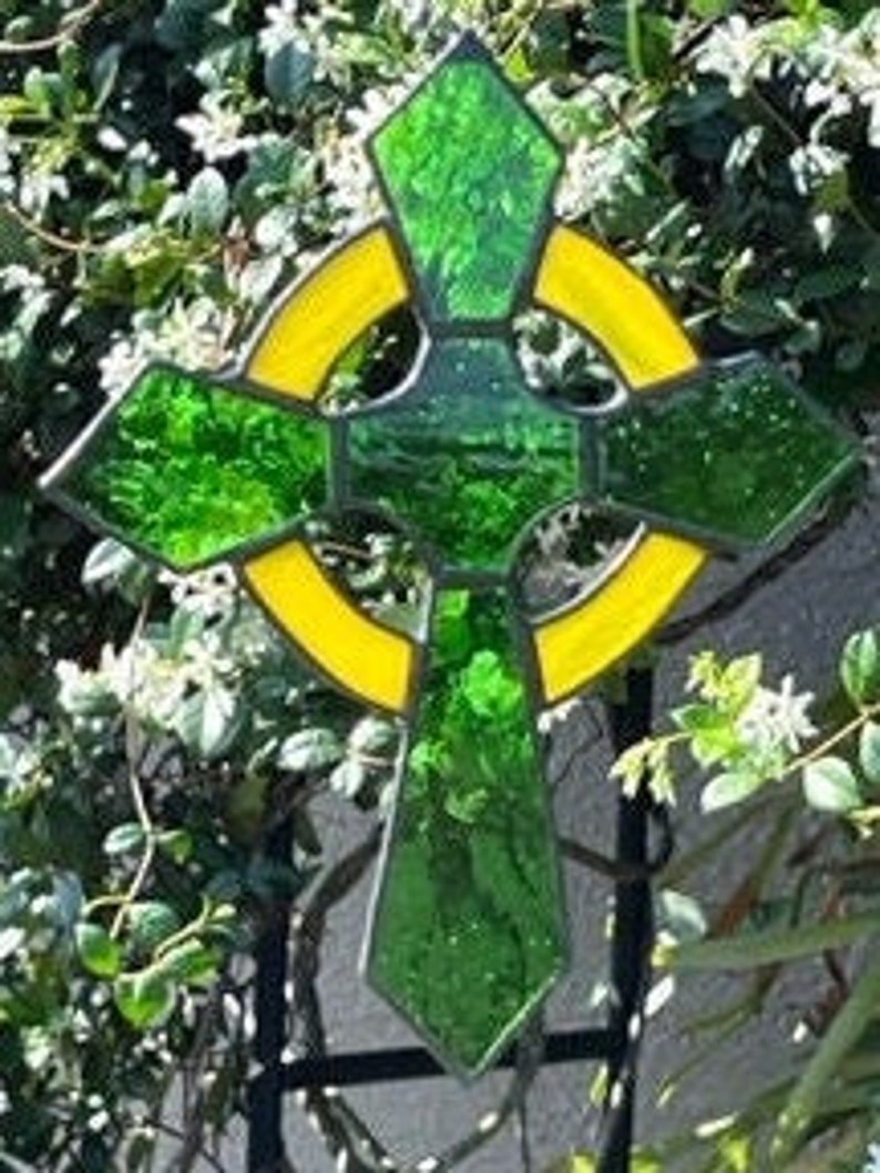 Stained Glass Cross Celtic Cross Etsy
