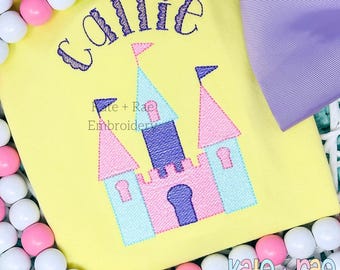 Princess Castle Sketch Stitch Embroidery Design - Princess Castle Embroidery Design - Digital Download - Machine Embroidery Design