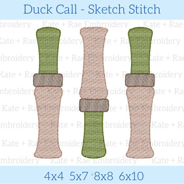 Duck Call Sketch Stitch Embroidery Design - Duck Hunting Embroidery Design - Hunting Embroidery Design