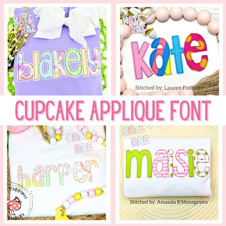 Cupcake Bean Stitch Applique Embroidery Font - Bean Stitch Embroidery ...
