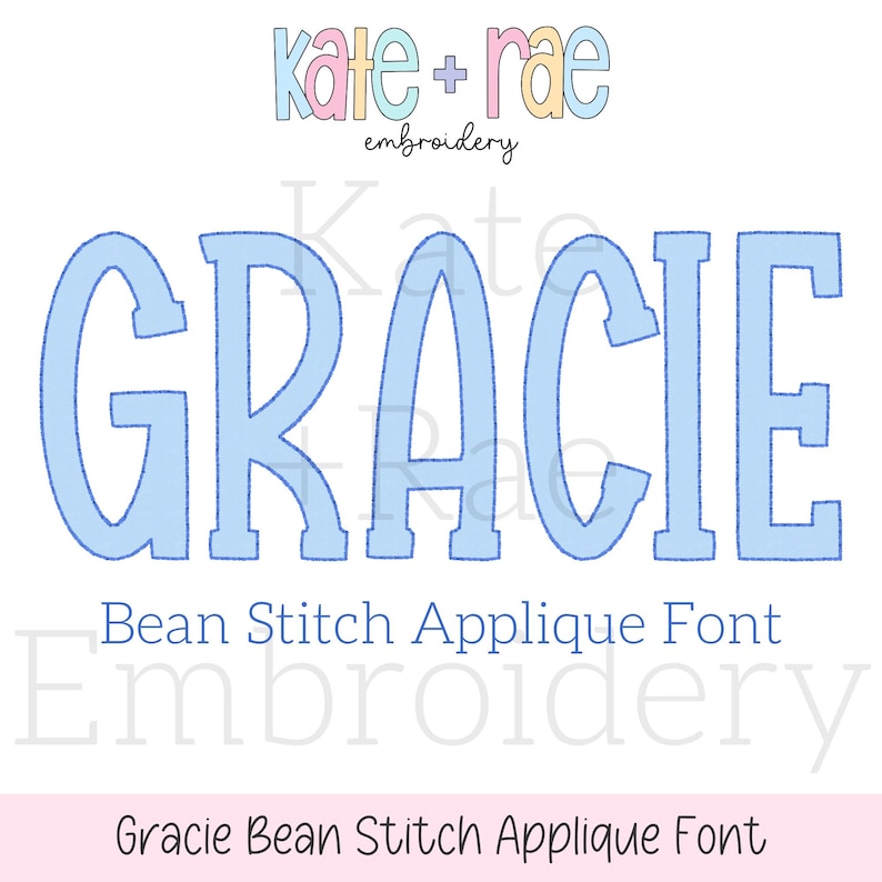 Gracie Bean Stitch Applique Embroidery Font • Bean Stitch Applique ...