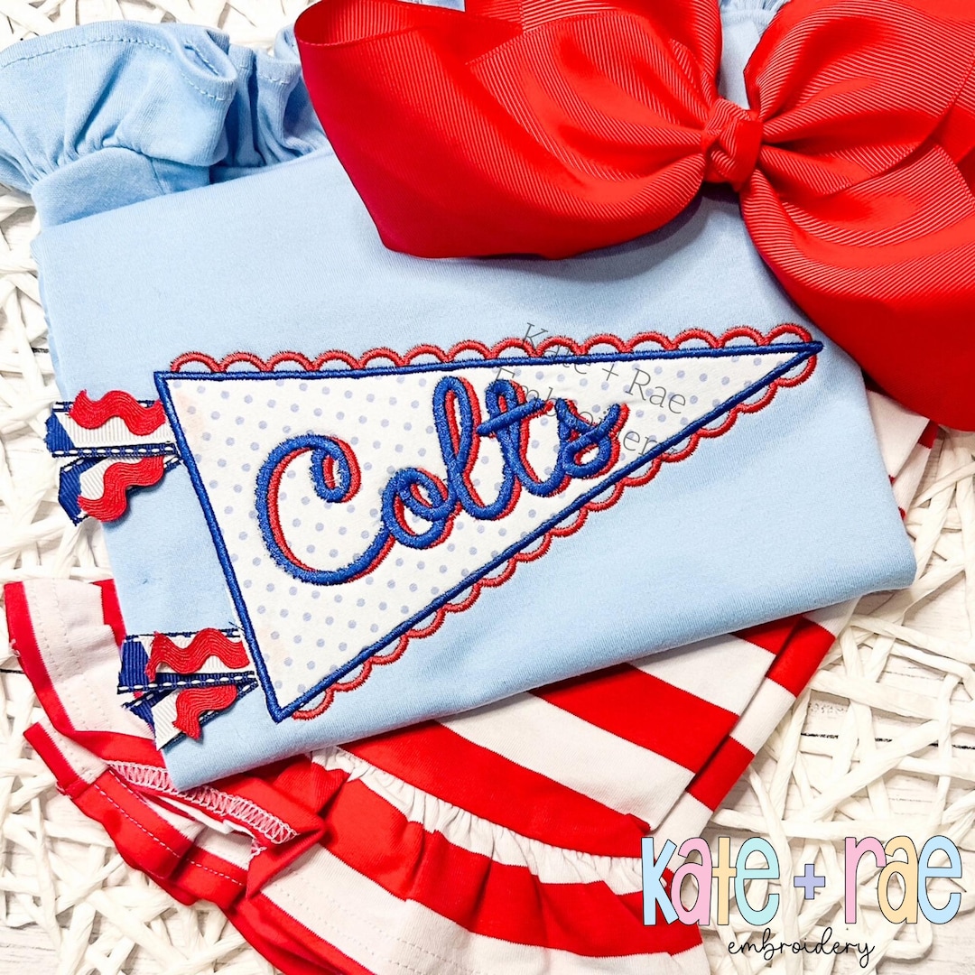 Scalloped Pennant Flag Satin Stitch Applique Embroidery Design • Ribbon ...