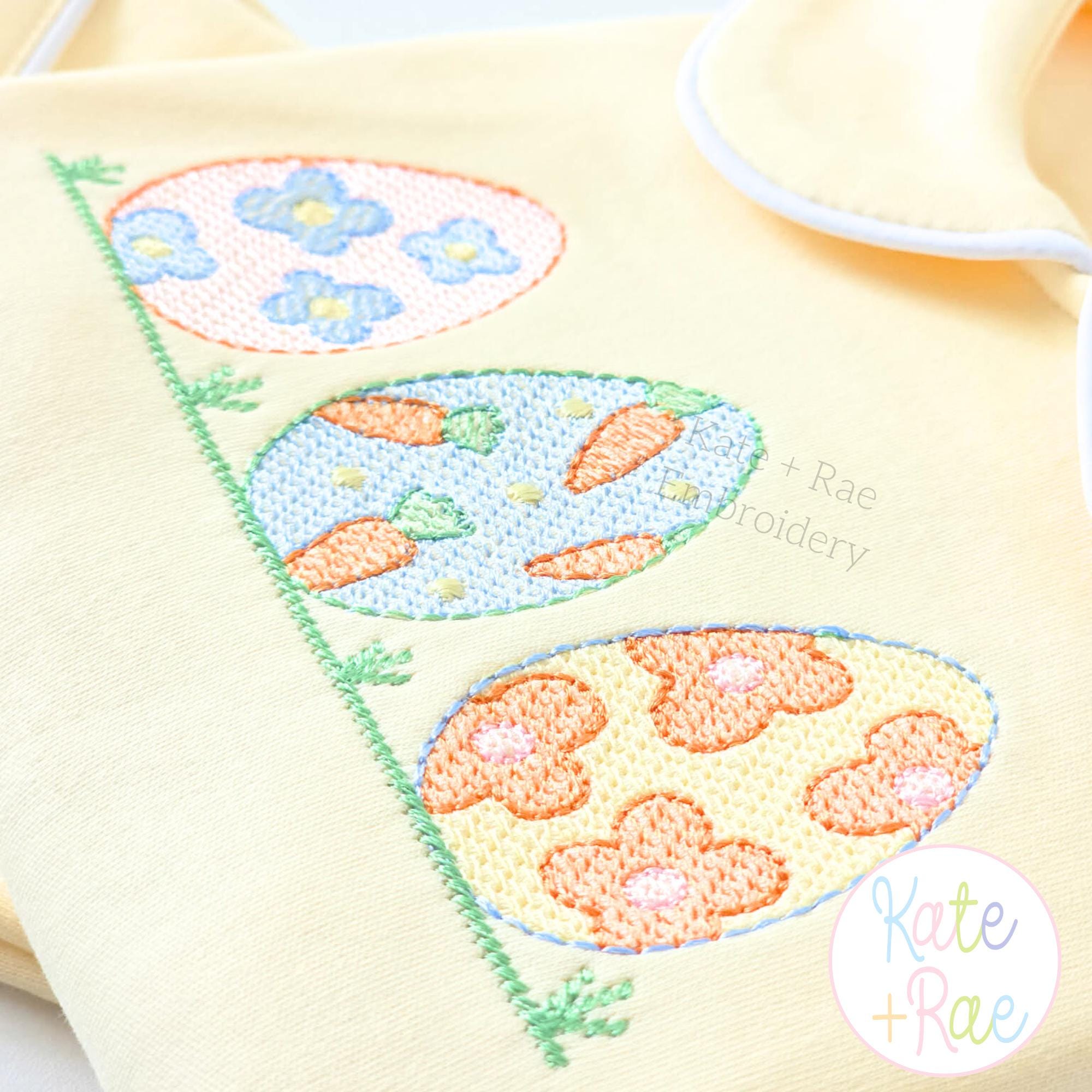 Girl's Decorative Easter Egg Trio Sketch Stitch Embroidery Design ...