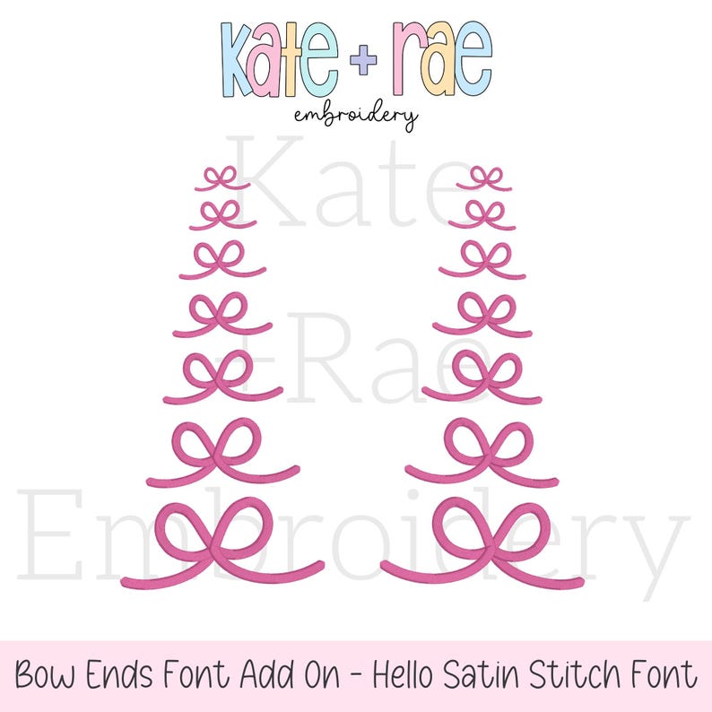 Bow Text Layout Bow Font Add on Embroidery Design - Bow Script Embroidery Font - Hello ...