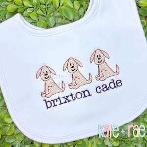 Lincoln Puppy Trio Sketch Stitch Embroidery Design • Puppy Dog Trio Embroidery Design • Kid&#39;s Puppy Dog Embroidery Design • Digital Download