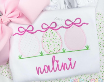 Girl's Easter Egg Trio Zigzag Applique Embroidery Design • Easter Egg Trio Embroidery Design •  Easter Egg • Carrots • Digital Download