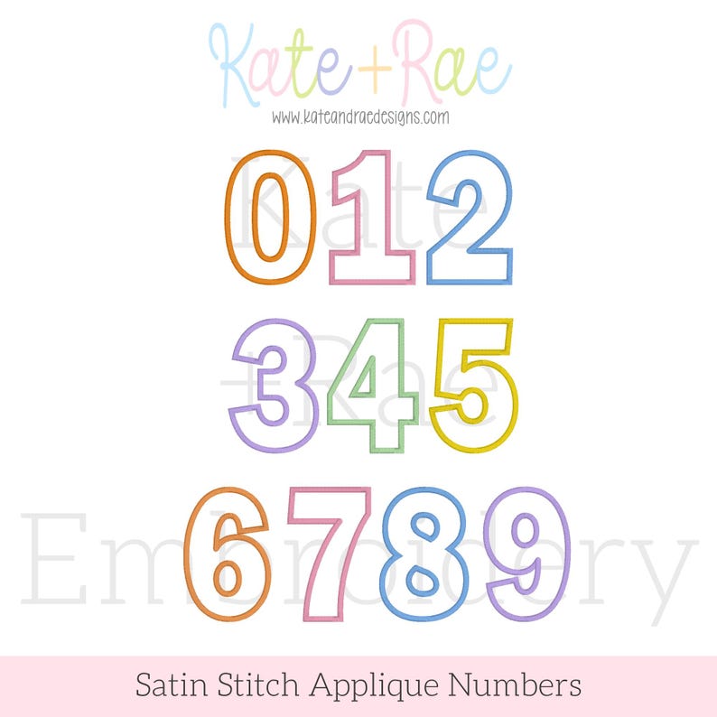 Birthday Numbers Satin Stitch Applique Embroidery Design • Numbers 0-9 ...