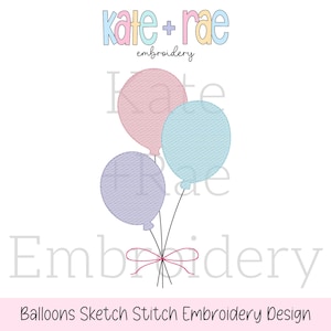 Birthday Balloons Sketch Stitch Embroidery Design - Balloon Embroidery Design - Birthday Balloons Embroidery Design - Birthday Sketch