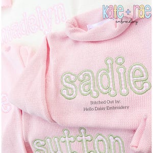 Dottie Satin Stitch Applikation Schrift Stickmuster - Satinstich Applikation Schrift - Applikation Schrift Stickmuster