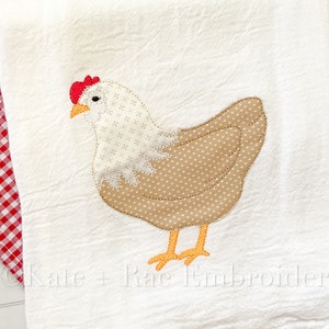 Chicken Bean Stitch Applique Embroidery Design - Farm Applique Embroidery Design - Chicken Embroidery Design - Farm Embroidery Design