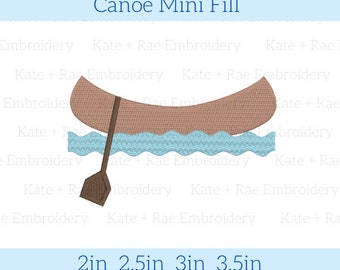 Canoe Mini Fill Stitch Embroidery Design - Summer Mini Embroidery Design - Boat Mini Embroidery Design - Boat Mini Fill Embroidery Design