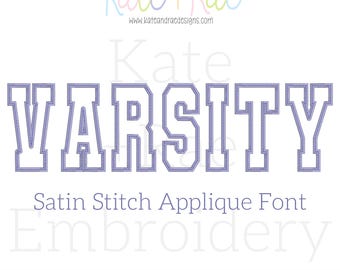Varsity Satin Stitch Applikation Stickschrift • Digital Download