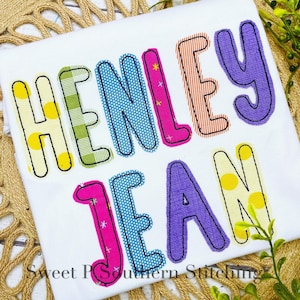 Simple Life Applique Bean Stitch Embroidery Font - Bean Stitch Embroidery Font - Bean Stitch Applique Embroidery Font - Applique Font