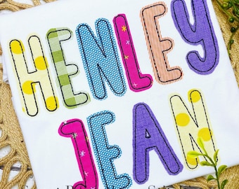 Einfaches Leben Applikation Bean Stitch Embroidery Font - Bean Stitch Embroidery Font - Bean Stitch Applikation Embroidery Font - Applikationsschrift