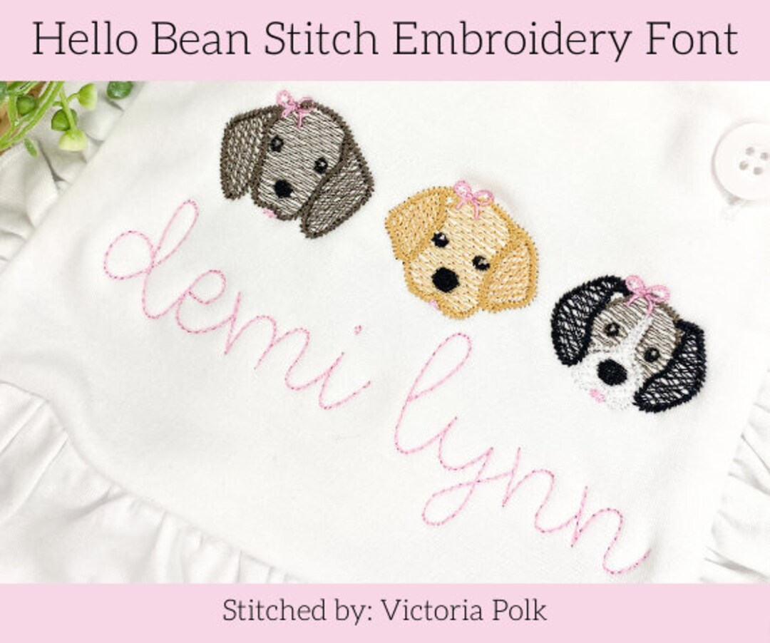 Hello Bean Stitch Embroidery Font Bean Stitch Embroidery Font Script