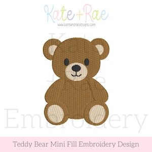 Teddy Bear Mini Fill Stitch Embroidery Design • Digital Download - Etsy