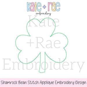 Shamrock Bean Stitch Applique Embroidery Design • Shamrock Applique • St. Patrick&#39;s Day Applique Embroidery Design • Digital Download