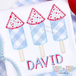 Boy's Firework Trio Zigzag Applique Embroidery Design • Firework Embroidery Design • Patriotic Embroidery Design • Digital Download