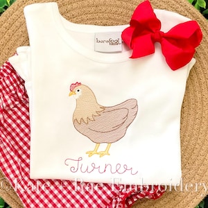 Chicken Sketch Stitch Embroidery Design - Farm Sketch Embroidery Design - Chicken Embroidery Design - Farm Embroidery Design