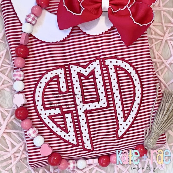 Heart Monogram Satin Stitch Applique Embroidery Design • Valentine's Day Applique • Heart Monogram Embroidery Design • Native BX • Digital