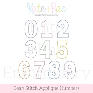 Birthday Numbers Bean Stitch Applique Embroidery Design • Numbers 0-9 Bean Stitch Applique Embroidery Design • In the Hoop Applique