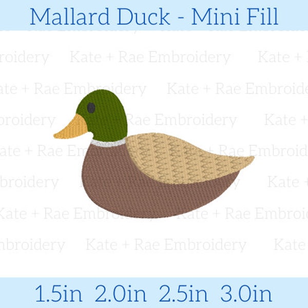 Duck Mini Fill Embroidery Design - Farm Mini Fill Embroidery Design - Duck Embroidery Design - Farm Embroidery Design - Mallard Duck Mini