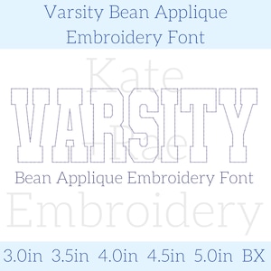 Varsity Bean Stitch Applique Embroidery Font - Varsity Embroidery Font - College Block Embroidery Font - Bean Applique Embroidery Font