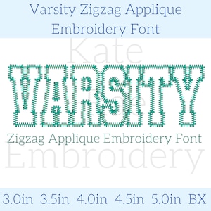 Varsity Zigzag Stitch Applique Embroidery Font - Varsity Embroidery Font - College Block Embroidery Font - Zigzag Applique Embroidery Font