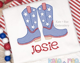 Patriotic Cowboy Boots Sketch Stitch Embroidery Design - Patriotic Cowgirl Boots Embroidery Design - Cowboy Boots - Cowgirl Boots