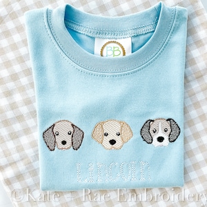 Boy Puppy Dog Trio Sketch Stitch Embroidery Design - Puppy Trio Sketch Embroidery Design - Dog Embroidery Design - Puppy Embroidery Design