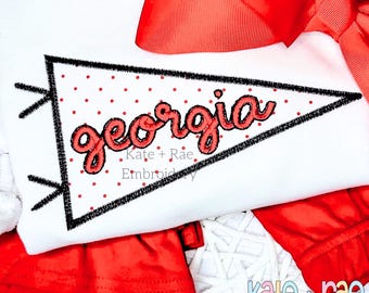 Pennant Flag Satin Stitch Applique Embroidery Design - Pennant Flag Applique Embroidery Design - Football Flag Embroidery Design