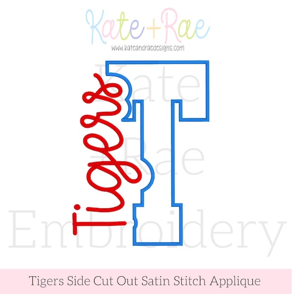 Tigers Side Cut Out Satin Stitch Applique Embroidery Design • Digital Download
