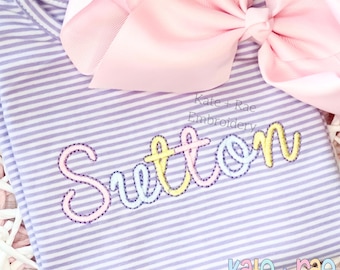 Delilah Outline Satin Stitch Embroidery Font • Script Satin Stitch Embroidery Font • Two Toned Script Embroidery Font • Digital Download