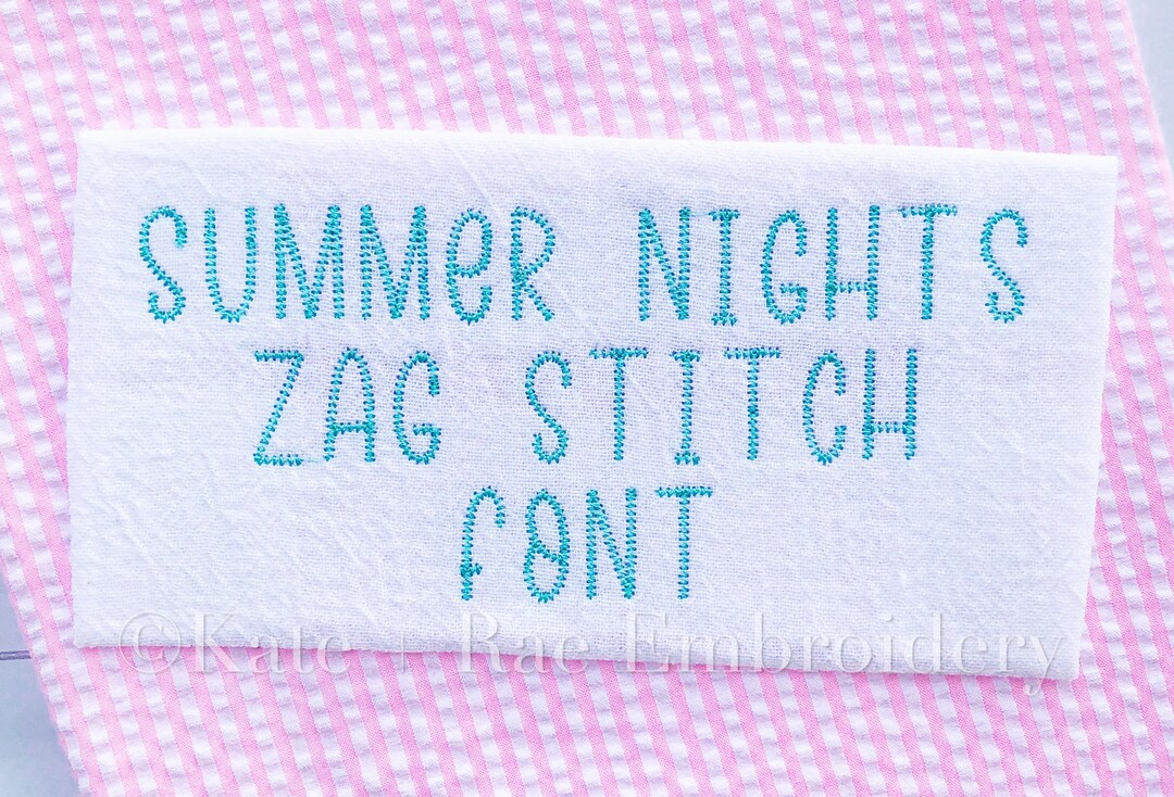 Summer Nights Zag Stitch Embroidery Font Zag Stitch Embroidery Font
