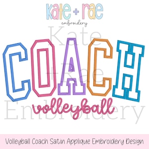 Volleyball Coach Satin Stitch Applique Embroidery Design • Coach Satin Stitch Applique Embroidery Design • Coach Satin Outline • Volleyball