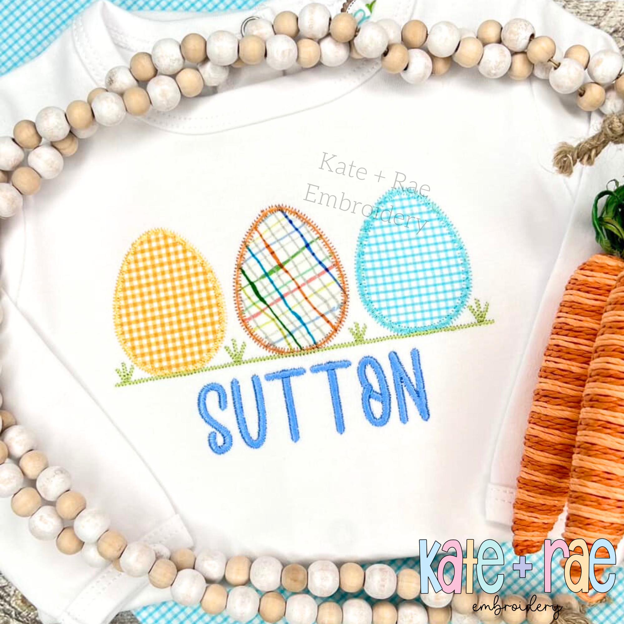 Boy's Easter Egg Trio Zigzag Applique Embroidery Design • Easter Egg ...