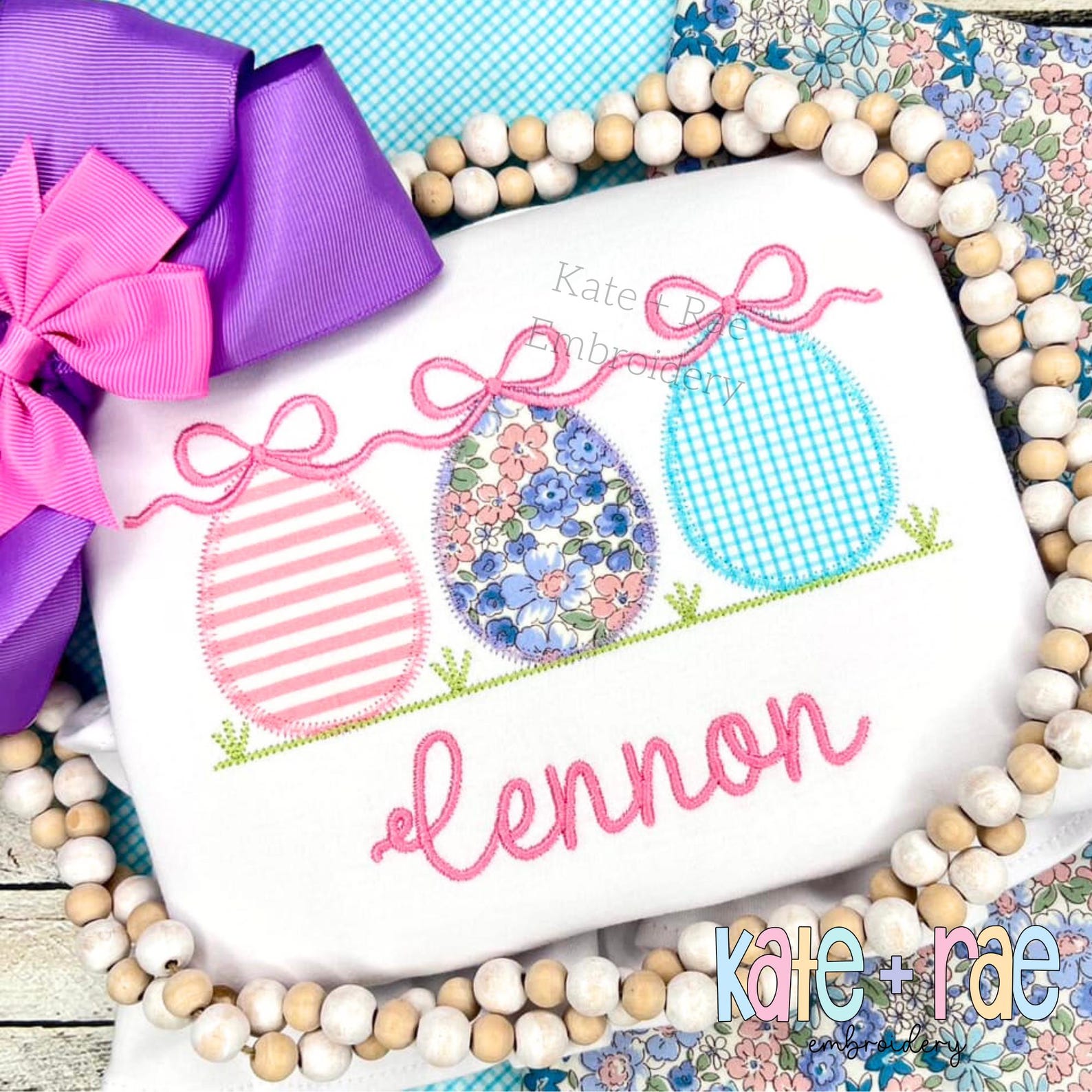 Girl's Easter Egg Trio Zigzag Applique Embroidery Design • Easter Egg ...