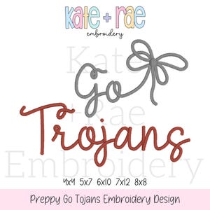 Preppy Trojans Embroidery Design - Go Trojans Embroidery Design - Trojans Embroidery Design - Digital Download