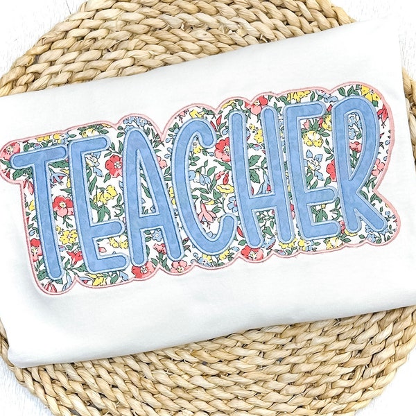 Teacher Double Satin Stitch Applique - Teacher Applique -  Teacher Embroidery Design - Satin Stitch Applique - Custom Double Applique