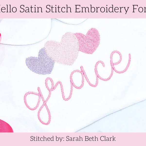 Hello Satin Stitch Embroidery Font - Satin Stitch Embroidery Font - Script Embroidery Font - Satin Script Embroidery Font