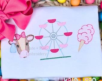 Girl's Fair Sketch Stitch Embroidery Design - Fair Embroidery Design - Cow Fair Embroidery Design - Girls Fair Embroidery Design - Sketch
