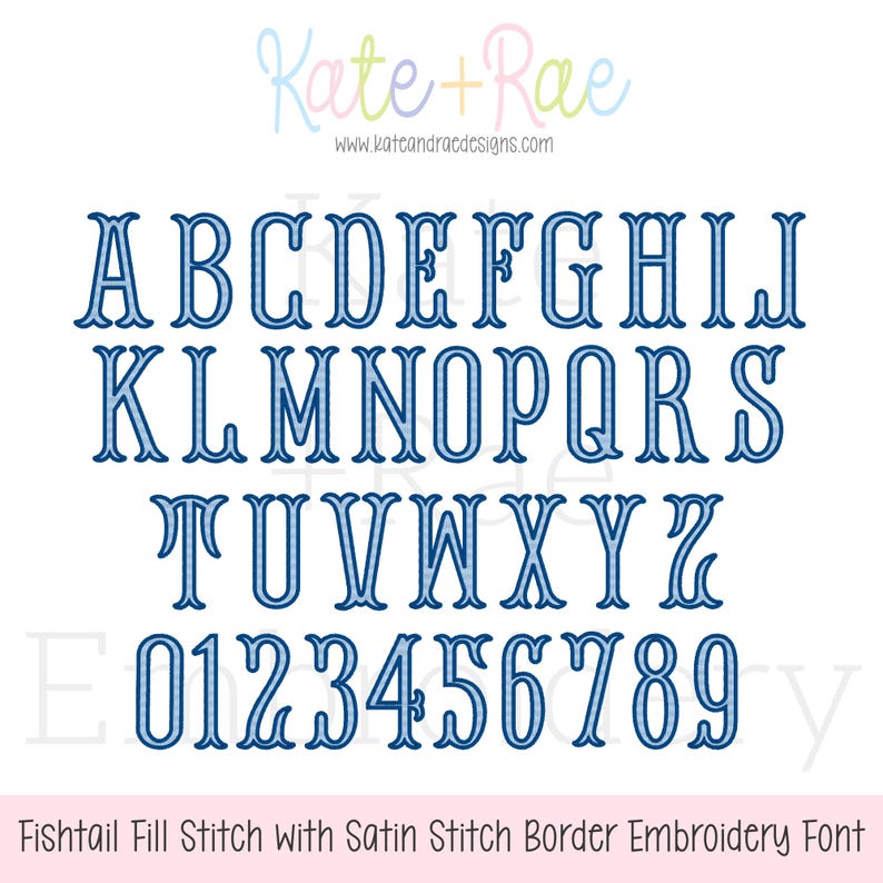 Fishtail Fill Stitch With Satin Stitch Border Machine Embroidery Font ...