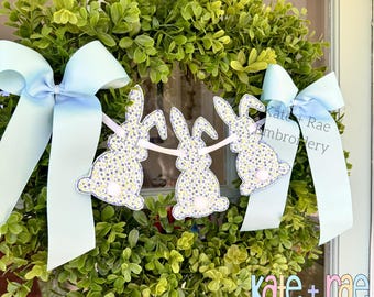 Easter Bunny In The Hoop Banner Bean Stitch Applique Embroidery Design • In The Hoop Bunny Banner • Easter Bunting Banner Applique • Digital