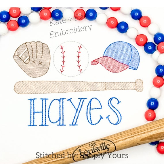Boy's Baseball Sketch Stitch Embroidery Design - Baseball Embroidery Design - Baseball Trio Embroidery Design