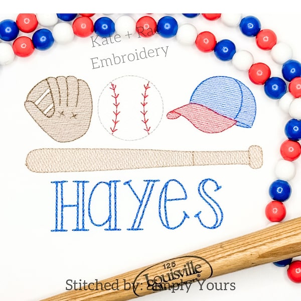 Boy's Baseball Sketch Stitch Embroidery Design - Baseball Embroidery Design - Baseball Trio Embroidery Design