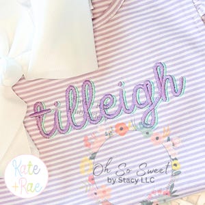 Delilah Two Toned Satin Stitch Embroidery Font • Script Satin Stitch Embroidery Font • Girls Script Embroidery Font • Digital Download