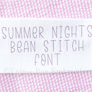 Summer Nights Bean Stitch Embroidery Font - Bean Stitch Embroidery Font - Bean Embroidery Font - Girly Embroidery Font