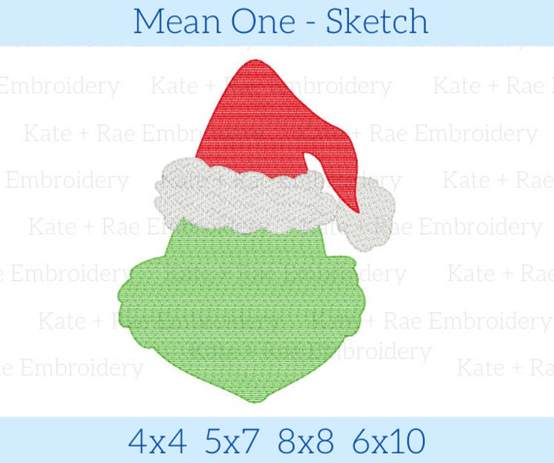 Mean One Sketch Embroidery Design Mean One Embroidery Design Etsy