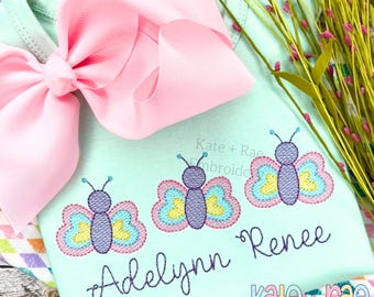 Butterfly Trio Sketch Stitch Embroidery Design • Spring Butterfly Sketch Embroidery Design • Machine Embroidery Digital Download
